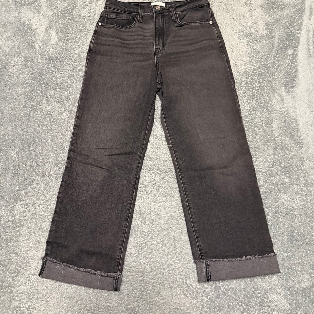 Frame Jeans Womens 26 (27x24) Le Jane Crop Straight Faded Black High Rise Cuff
